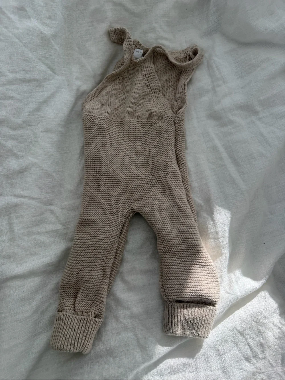 Jamie Kay Neutral Knit Overalls in Beige
